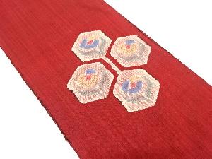 変わり亀甲に草花模様織り出し　名古屋帯